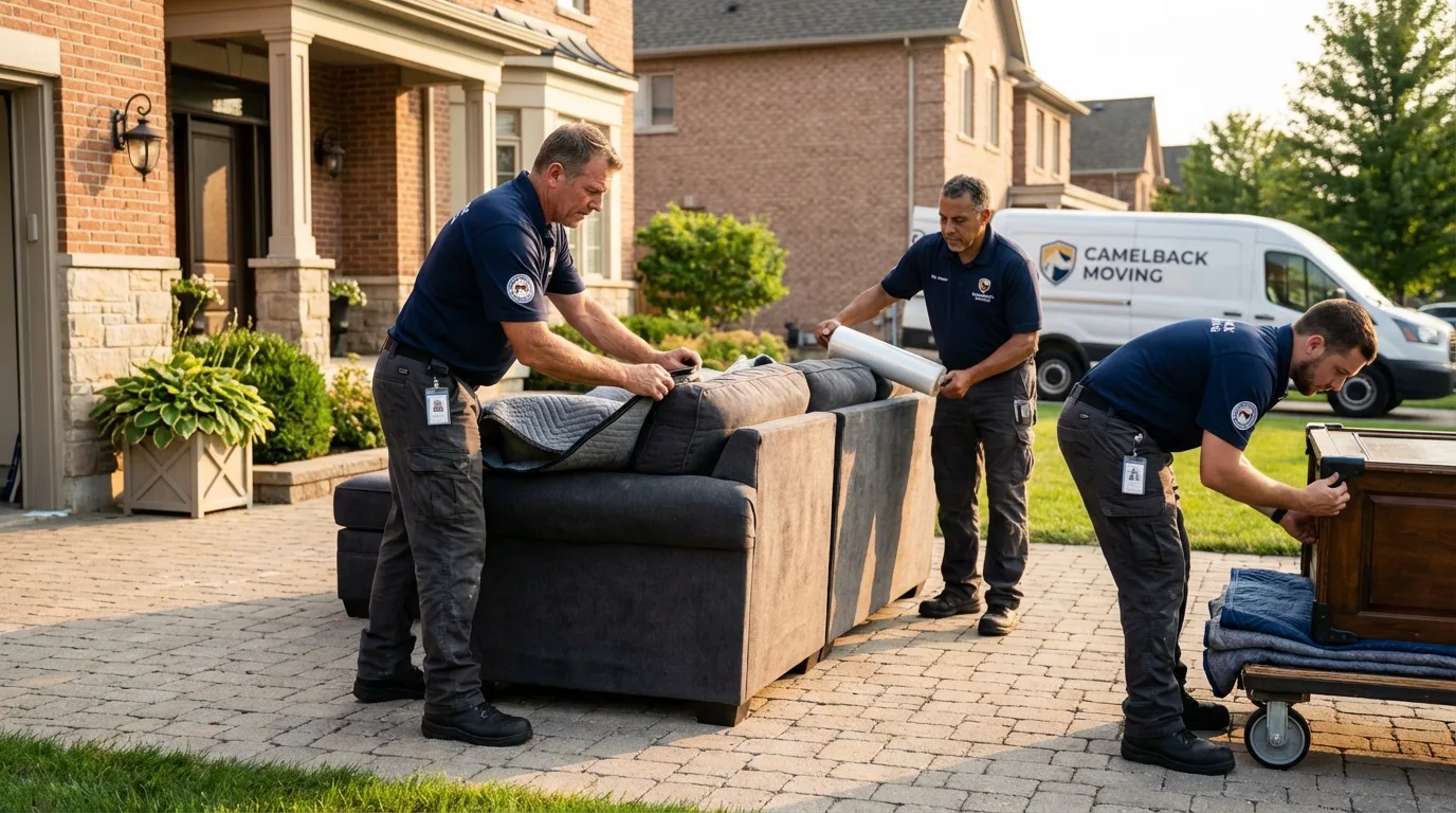 Large estate moving crew wrapping furniture in Long Valley, NJ