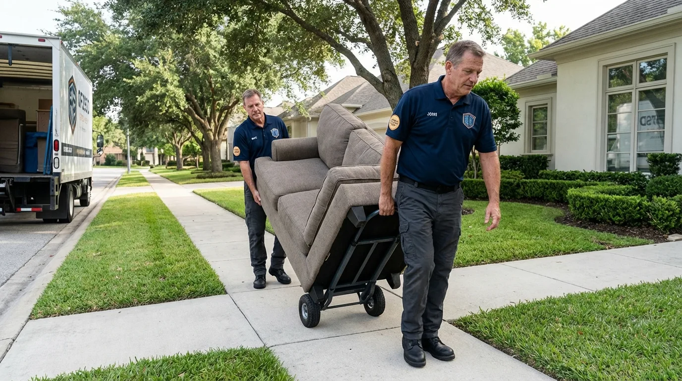 Local residential moving crew loading furniture in Long Valley, NJ